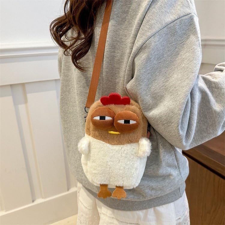 Ueeksry Cute Plush Chicken Purse Fluffy Hen Wallet Purse, Novelty Bag, Kawaii Stuffed Animals Shoulder Bag for Women - Image 3